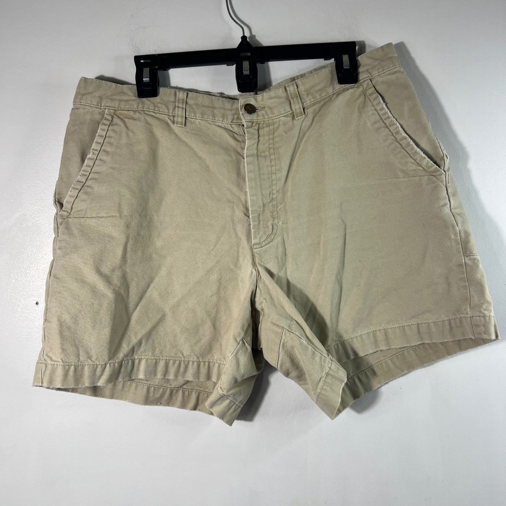 Mens Patagonia Organic Cotton Shorts Tan 36 Frayed Edges Fade #2 Heavier weight